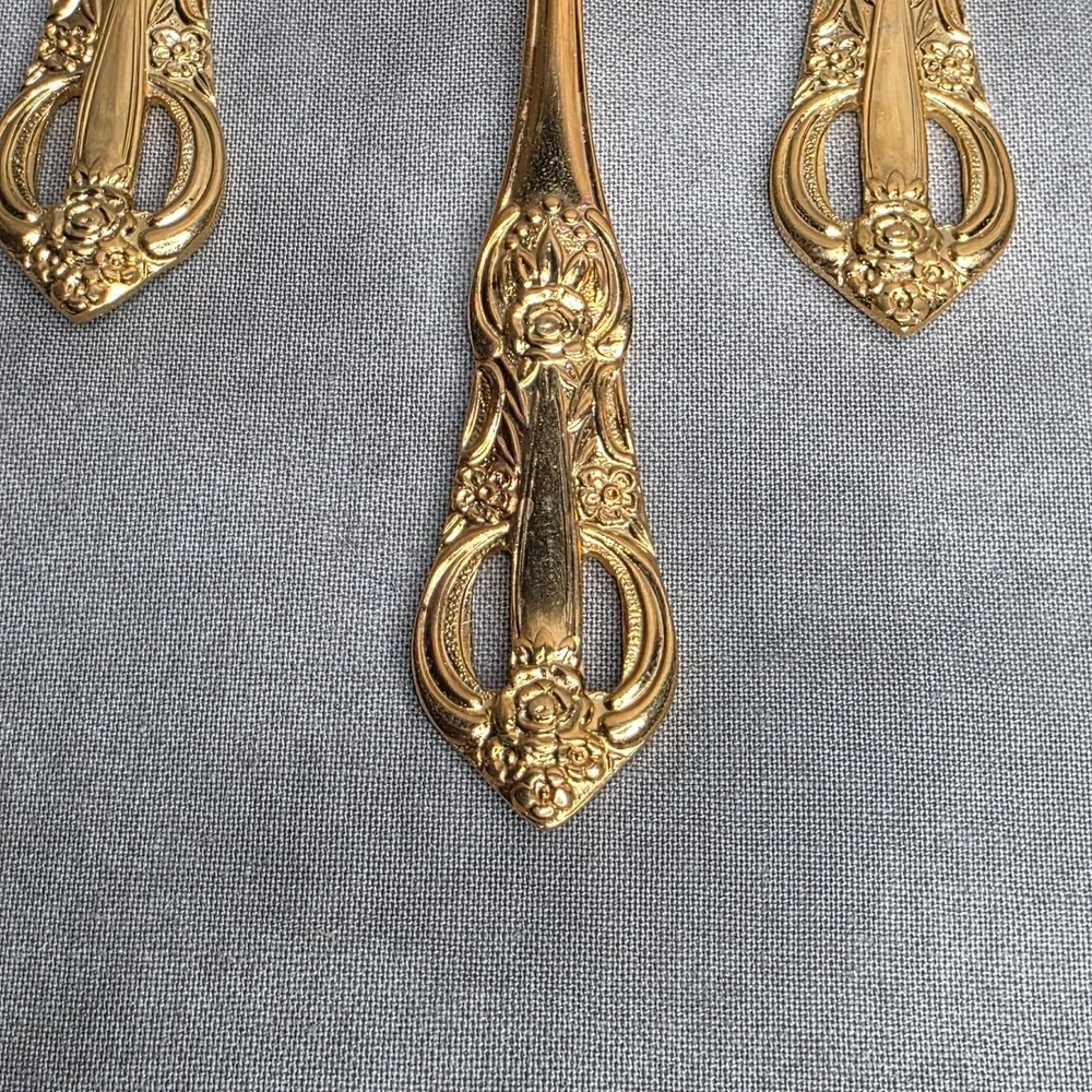 (X8) Hanford Forge Princeton Gold Electroplate Salad Forks 6.75